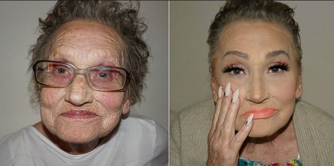 80 year old grandma before and after makeup pictures